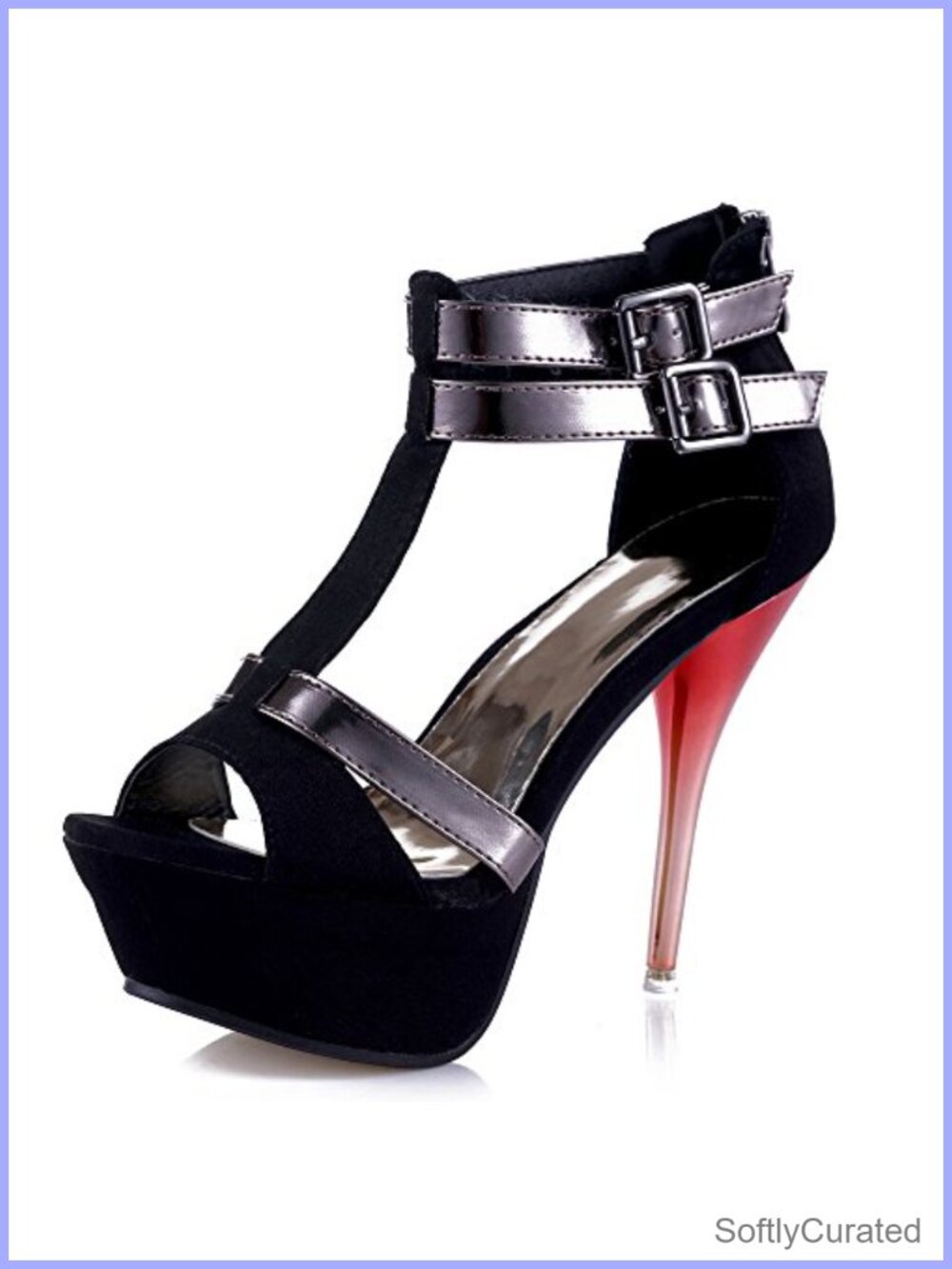 GATUXUS Women Platform High Heel Strappy Open Toe Pump Party Prom